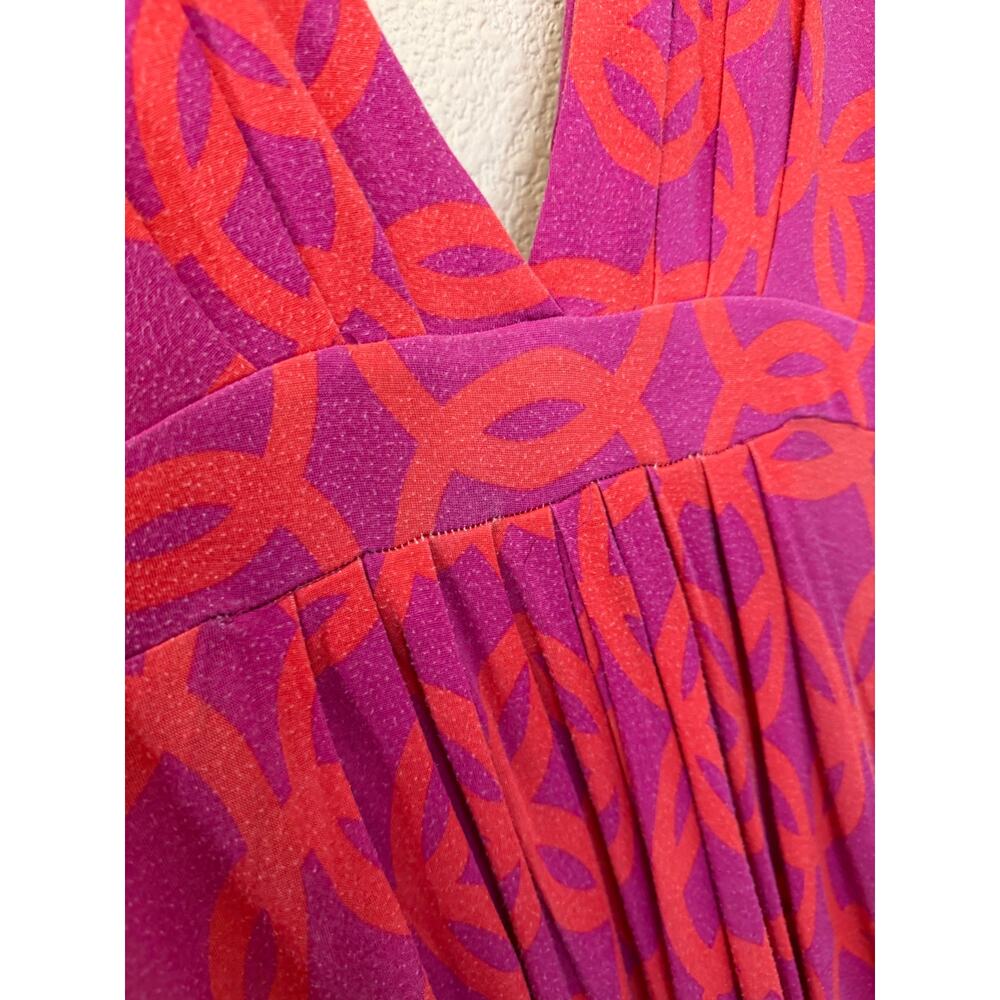 Tart Tropical Midcentury Boho Resortwear V Neck Sleevless Maxi Dress XS Pink - Picture 6 of 11